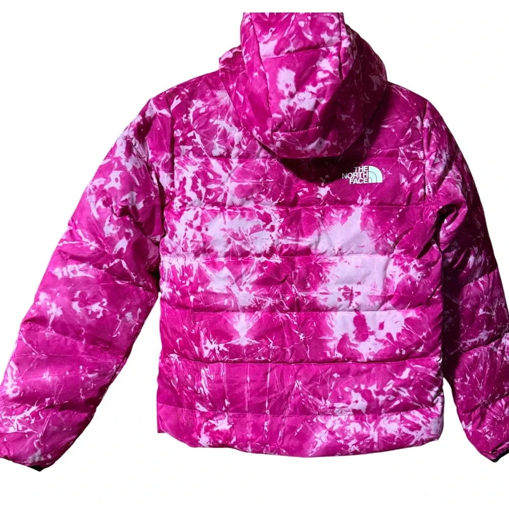 NEW The North Face Girls Down L 12 Reversible Jacket Pink Spray Black